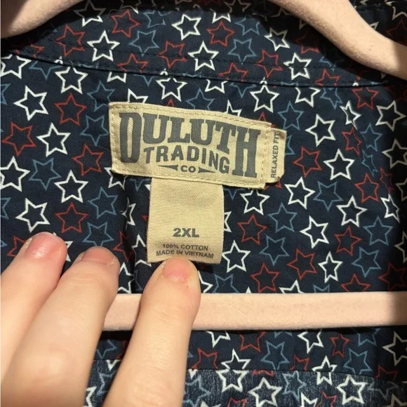 DULUTH TRADING CO. Men’s Star Patterned Shirt Short Sleeve Button Down Size 2XL - Picture 2 of 5